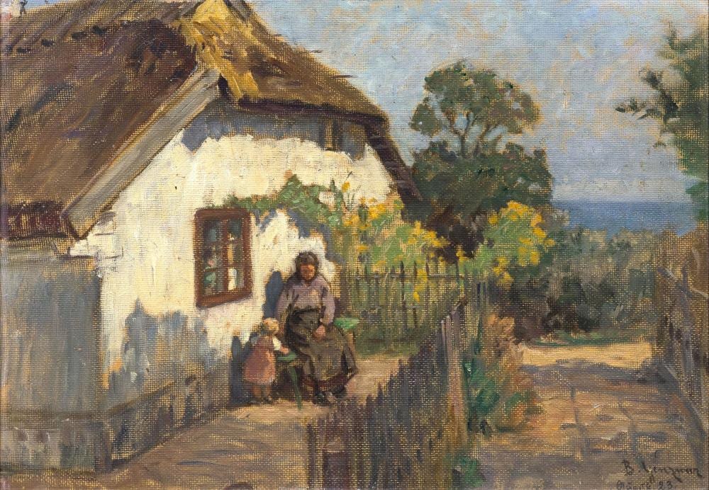 Berthold Genzmer comparable auction result: berthold genzmer boggusch westpreu en 1858 k nigsberg 1927 summer day in the fisherman s garden