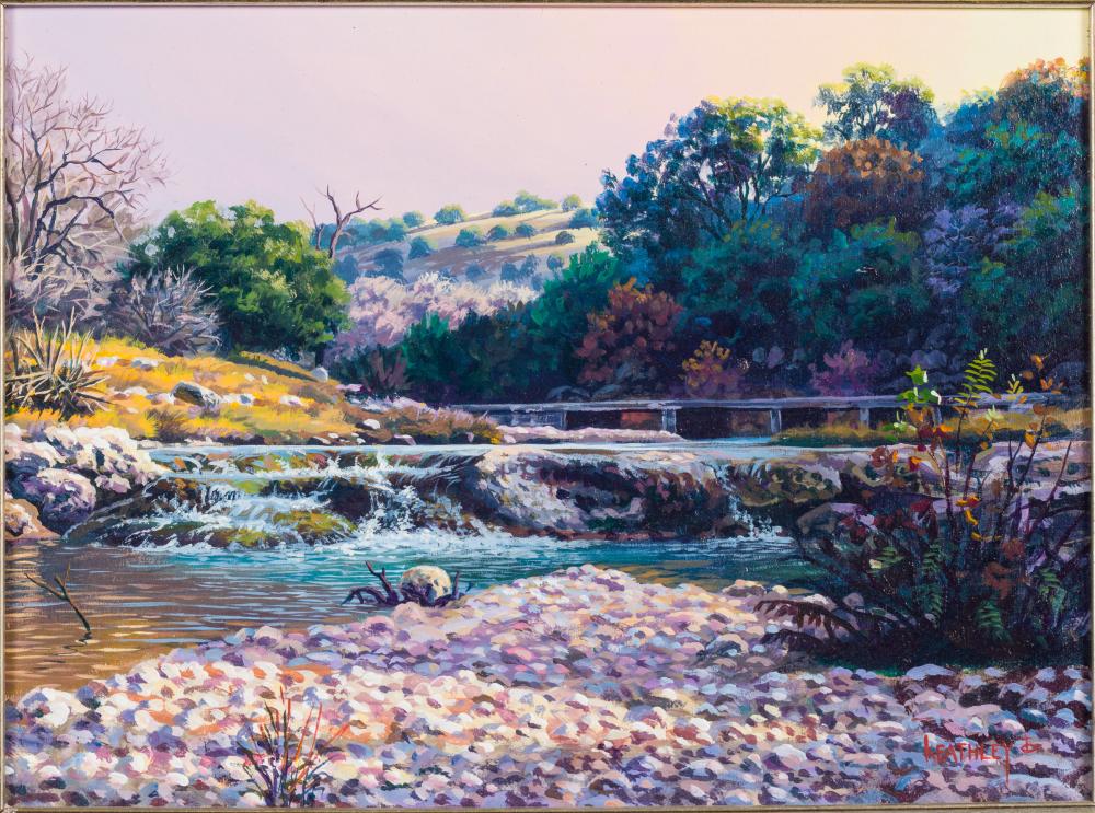 mark keathley tx b 1963 river landscape oil · Everard Auctions and Appraisals · 2025-02-25 Mark Keathley comparable auction result: mark keathley tx b 1963 river landscape oil