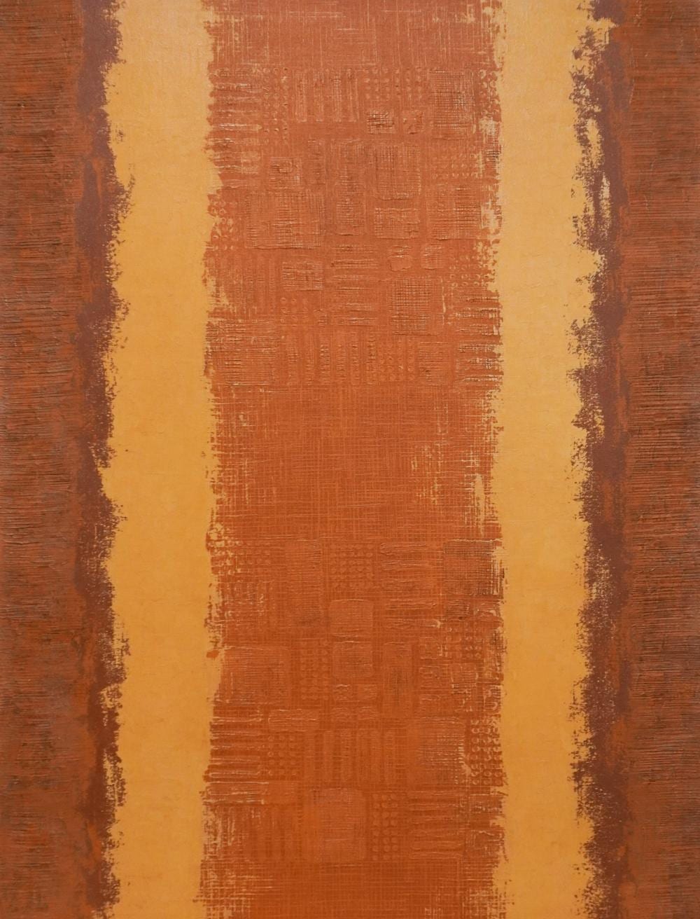Barbara Coleman comparable auction result: barbara coleman american 20th century inca stairstep motif 1977 oil on canvas unframed 48 x 36 in 121 9 x 91 4 cm