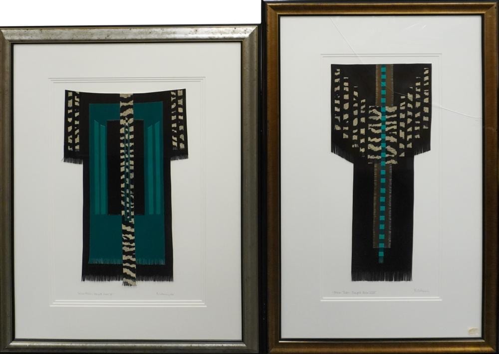 Barbara Coleman comparable auction result: barbara coleman american 20th century totem taboo temple robe v and xvii two mixed media paper collages frame of larger 40 1 2 x 25 1 2 in 102 9 x 64 8 cm