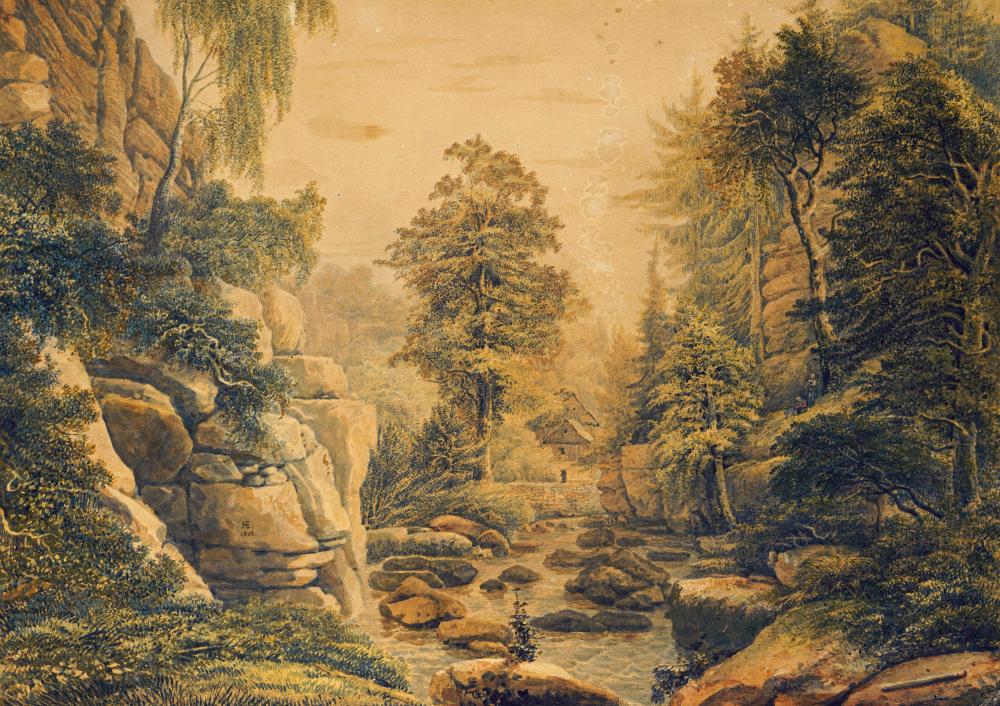 Christoph Nathe comparable auction result: christoph nathe die lochm hle im liebethaler grund 1806