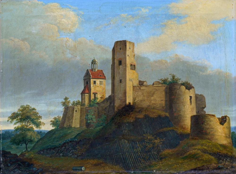 Ludwig (1803) Richter comparable auction result: adrian ludwig richter umkreis schule die burgruine stolpen in der s chsischen schweiz von westen vorn der siebenspitzenturm links der seigertum wohl um 1820 1850