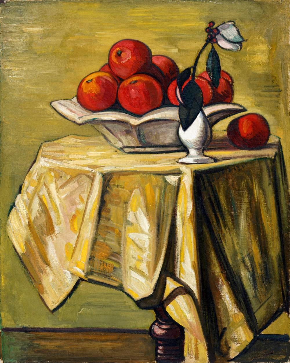 Richard Dreher comparable auction result: richard dreher rote pfel in wei er schale 1908