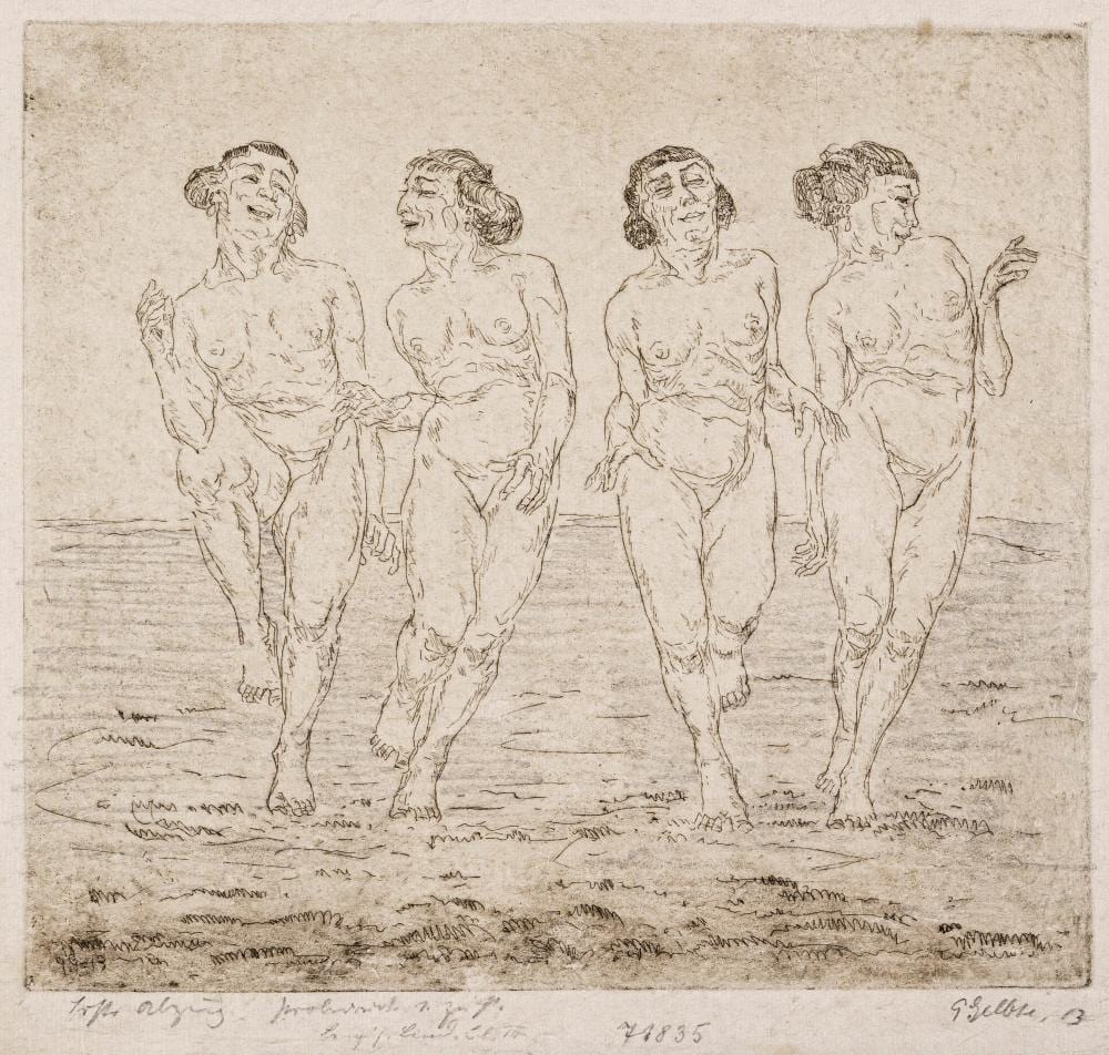 Georg Hermann Gelbke comparable auction result: georg gelbke tanzender weiblicher akt springender weiblicher akt liegendes weib 1913 1922