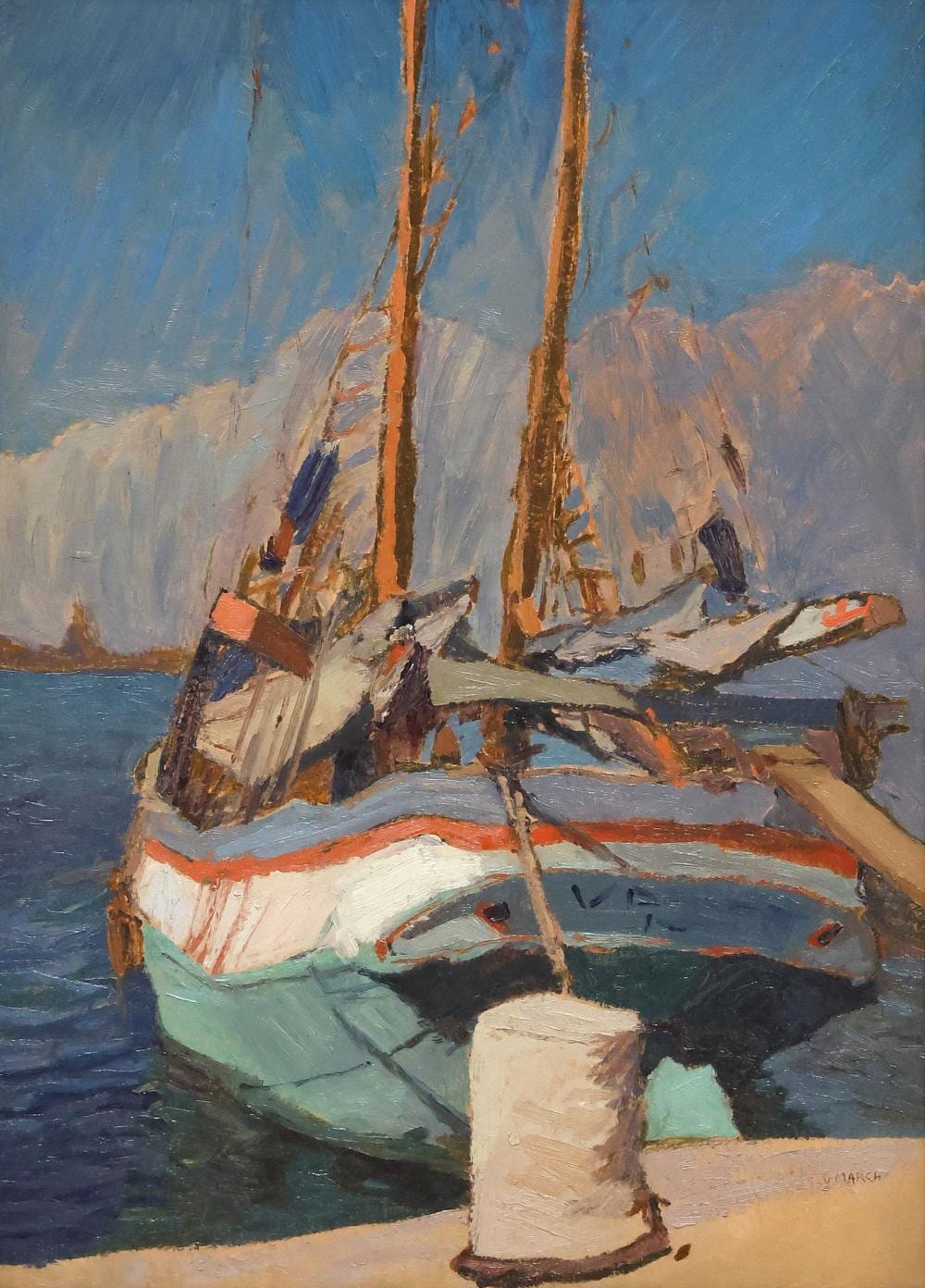 Giovanni (1894) March comparable auction result: giovanni march 1894 1974 painting moored sailboat