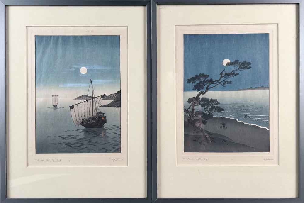 yoshimune arai japan 1863 1941 two night views of the coast woodblock prints 9 x 6 5 sight framed 16 x 12 · Eldred's · 2025-03-07 Yoshimune Arai comparable auction result: yoshimune arai japan 1863 1941 two night views of the coast woodblock prints 9 x 6 5 sight framed 16 x 12