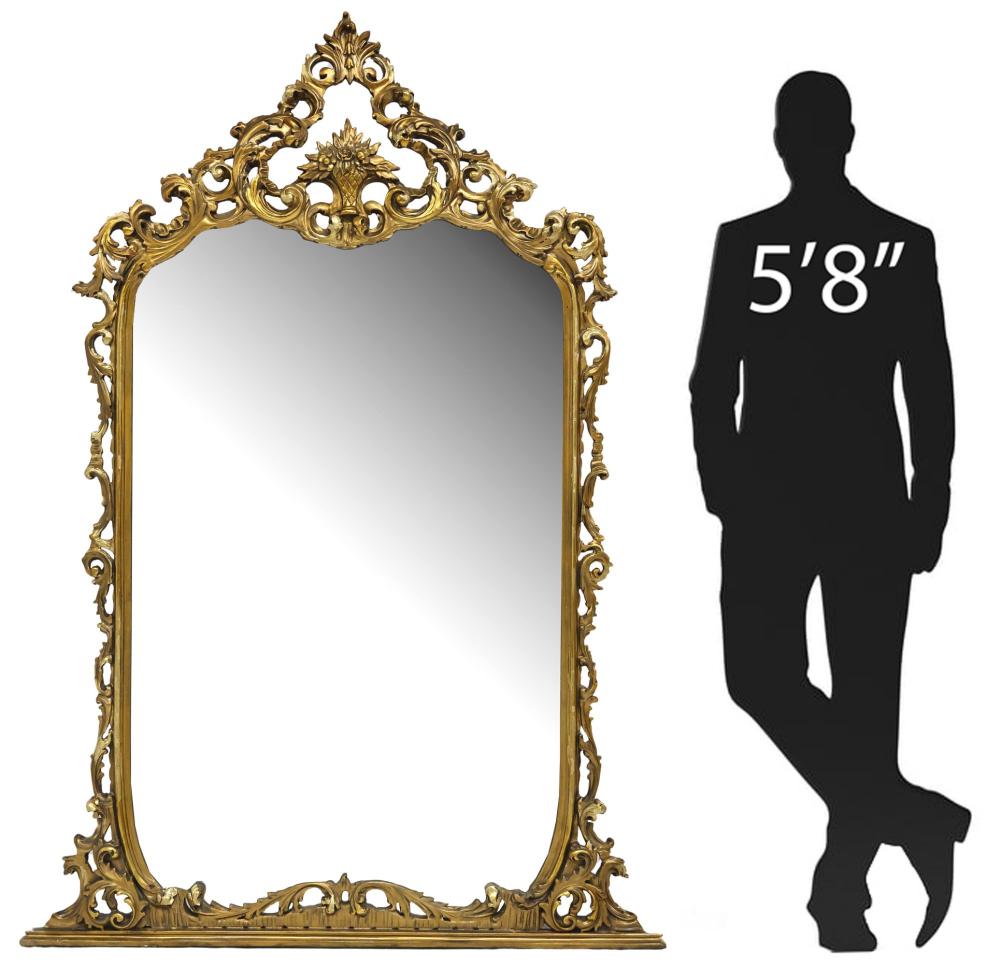 LARGE ITALIAN LOUIS XV STYLE GILTWOOD MIRROR, 71" X 47.5" sold by Austin Auction Gallery, lot 2424 — auction record photograph