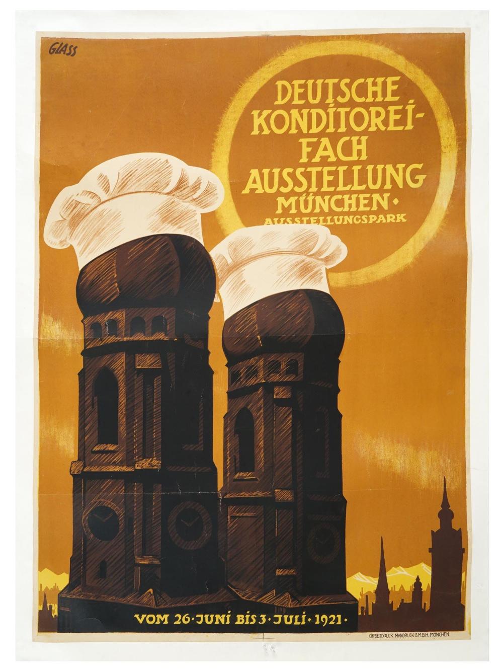 Franz Glaß comparable auction result: antique german exhibition poster by franz paul glass