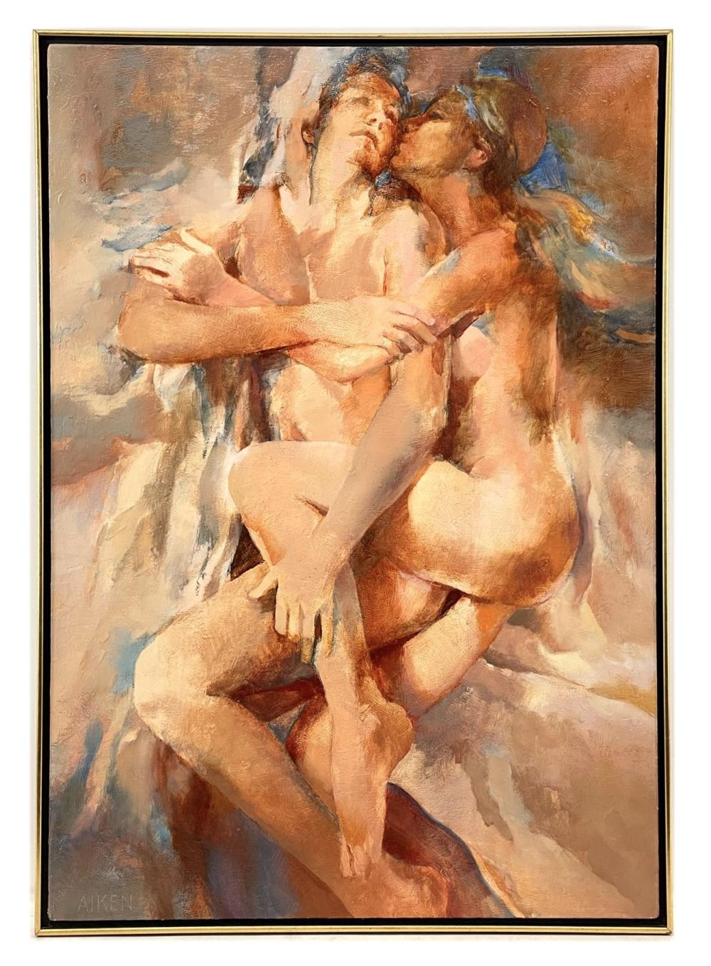 William Aiken comparable auction result: william aiken the kiss oil on canvas