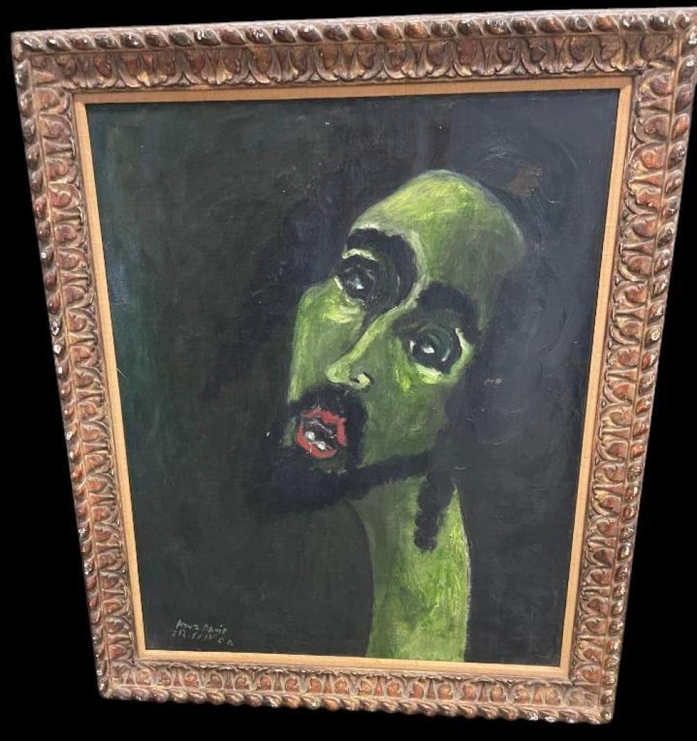david azuz 1960 oil on canvas abstract head · Schultz Auctioneers · 2025-02-27 David Azuz comparable auction result: david azuz 1960 oil on canvas abstract head