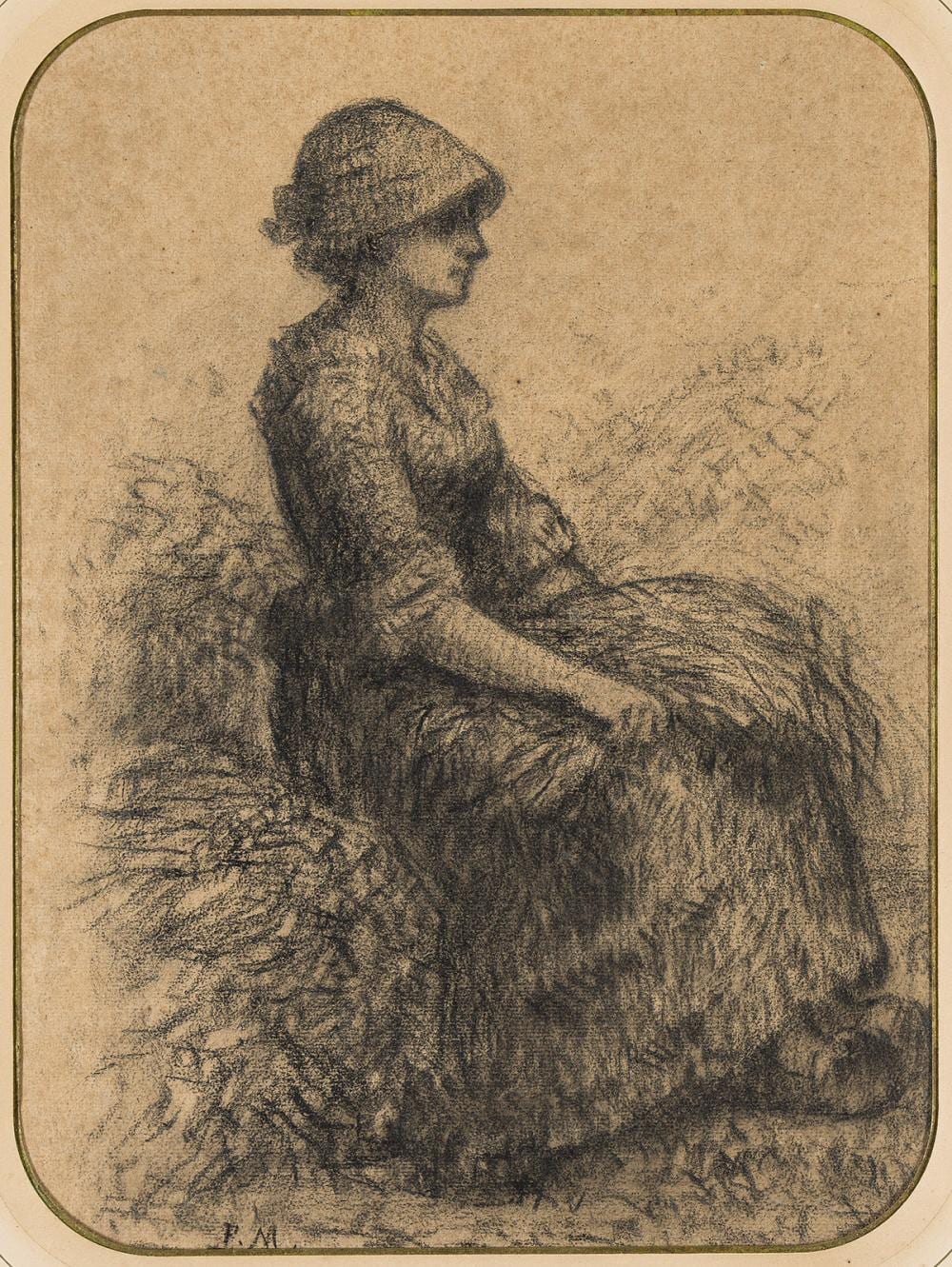François Millet comparable auction result: fran ois millet 1851 1917 une glaneuse assise