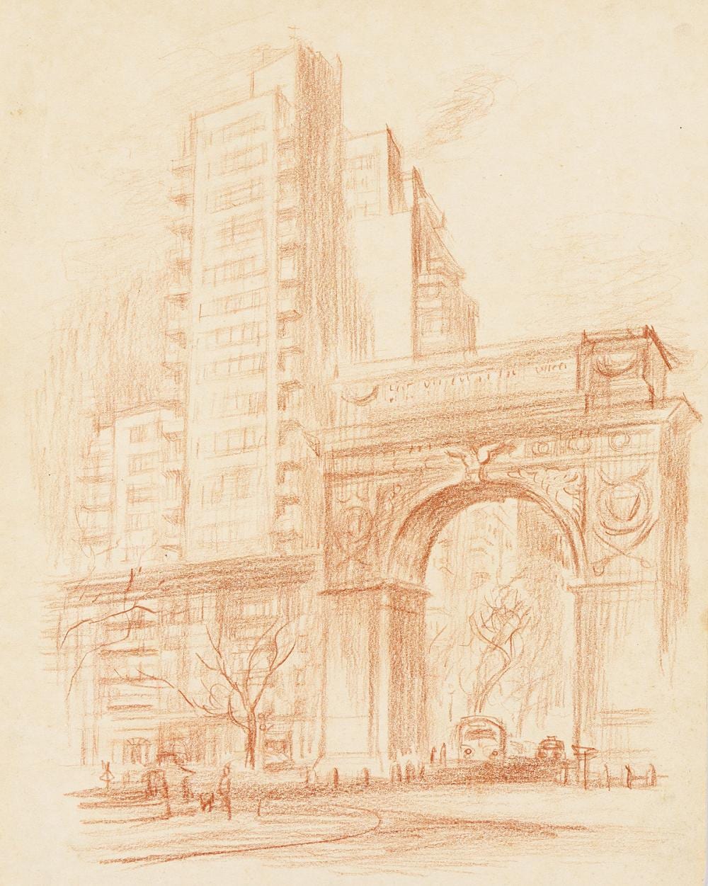 Margaret Lowengrund comparable auction result: margaret lowengrund 1902 1957 washington square arch