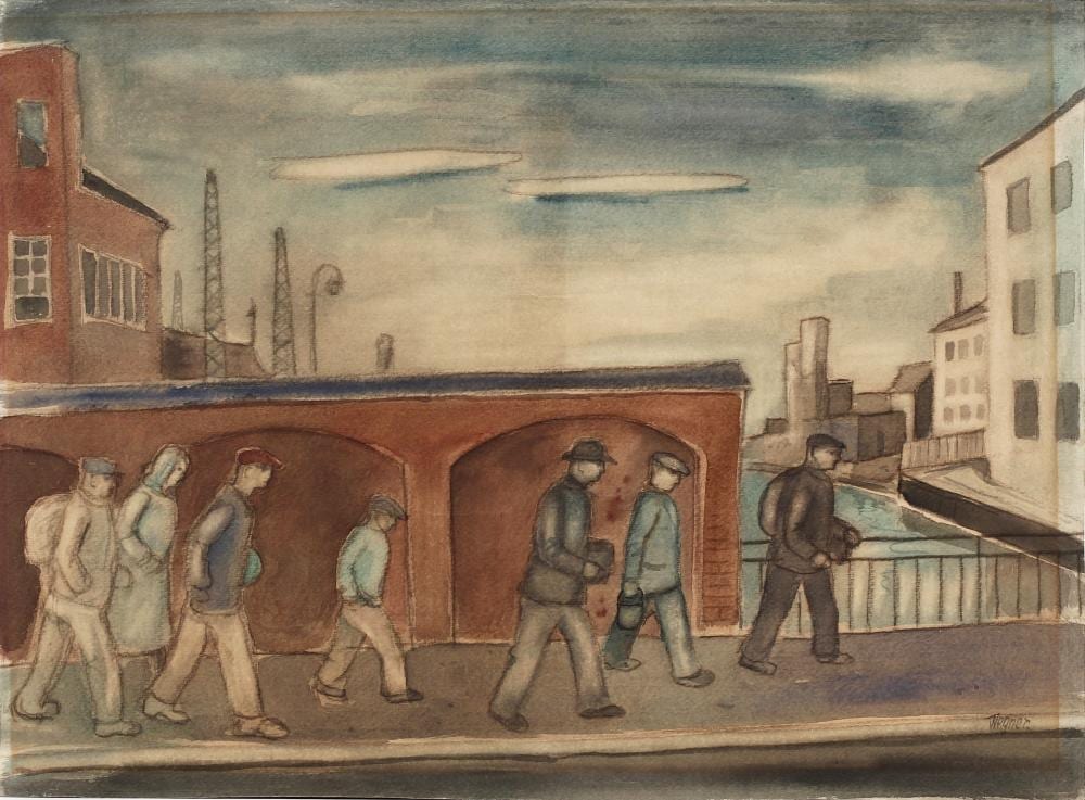 erich wegner weg zur arbeit 1930er jahre · Kunstauktionshaus Leipzig · 2025-04-05 Erich Wegner comparable auction result: erich wegner weg zur arbeit 1930er jahre