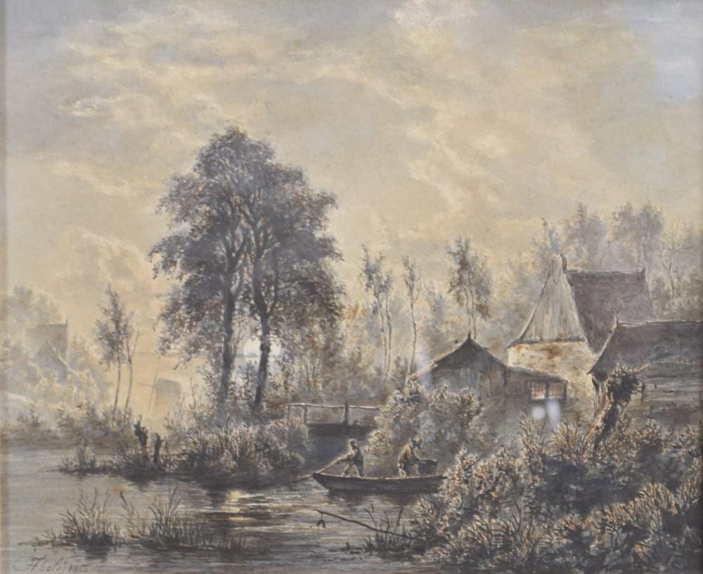 Jacobus Theodorus Abels comparable auction result: jacobus theodorus abels 1803 1866 fishing boat on a riverbank watercolour signed and dated 1862 8