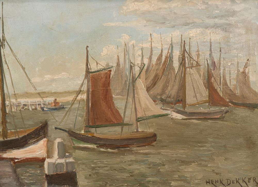 Henk Dekker comparable auction result: henk dekker dutch 1897 1974 boats in a harbour