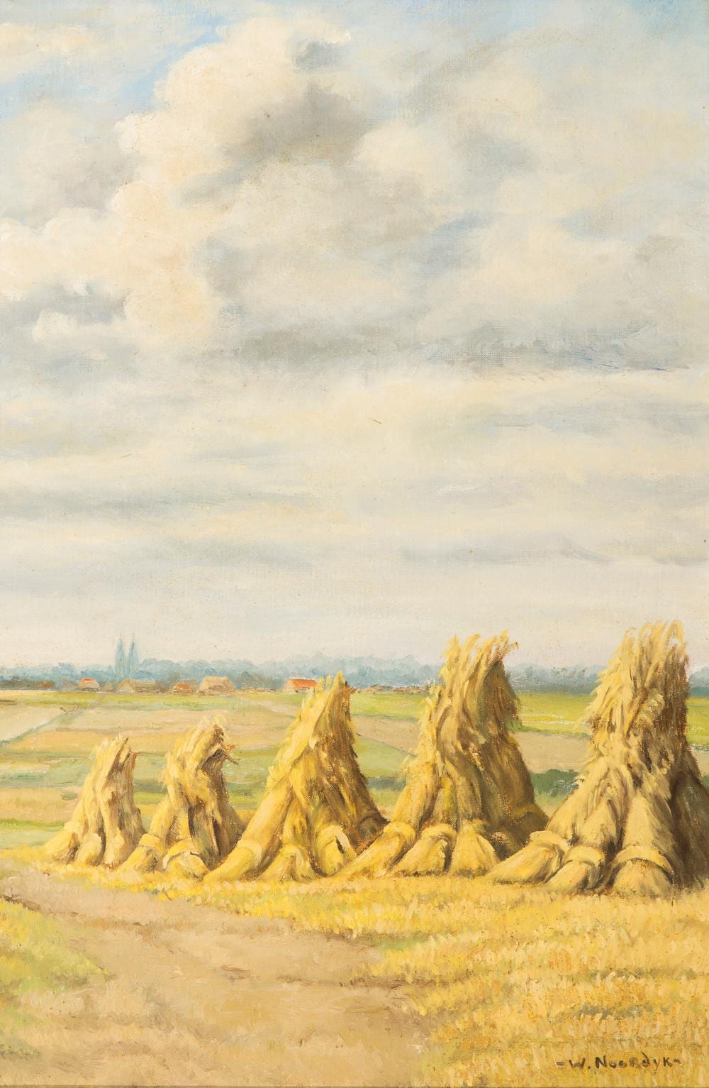 willem frederik noordijk dutch 1887 1970 haystacks with the sint jansbasiliek laren in the distance · Adams Amsterdam Auctions · 2025-03-10 Willem Frederik Noordijk comparable auction result: willem frederik noordijk dutch 1887 1970 haystacks with the sint jansbasiliek laren in the distance
