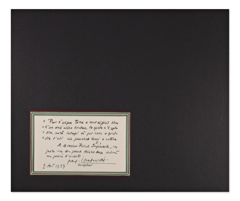 Paul Maximilien Landowski comparable auction result: paul maximilien landowski 1875 1961 poem with dedication and signature poland polish