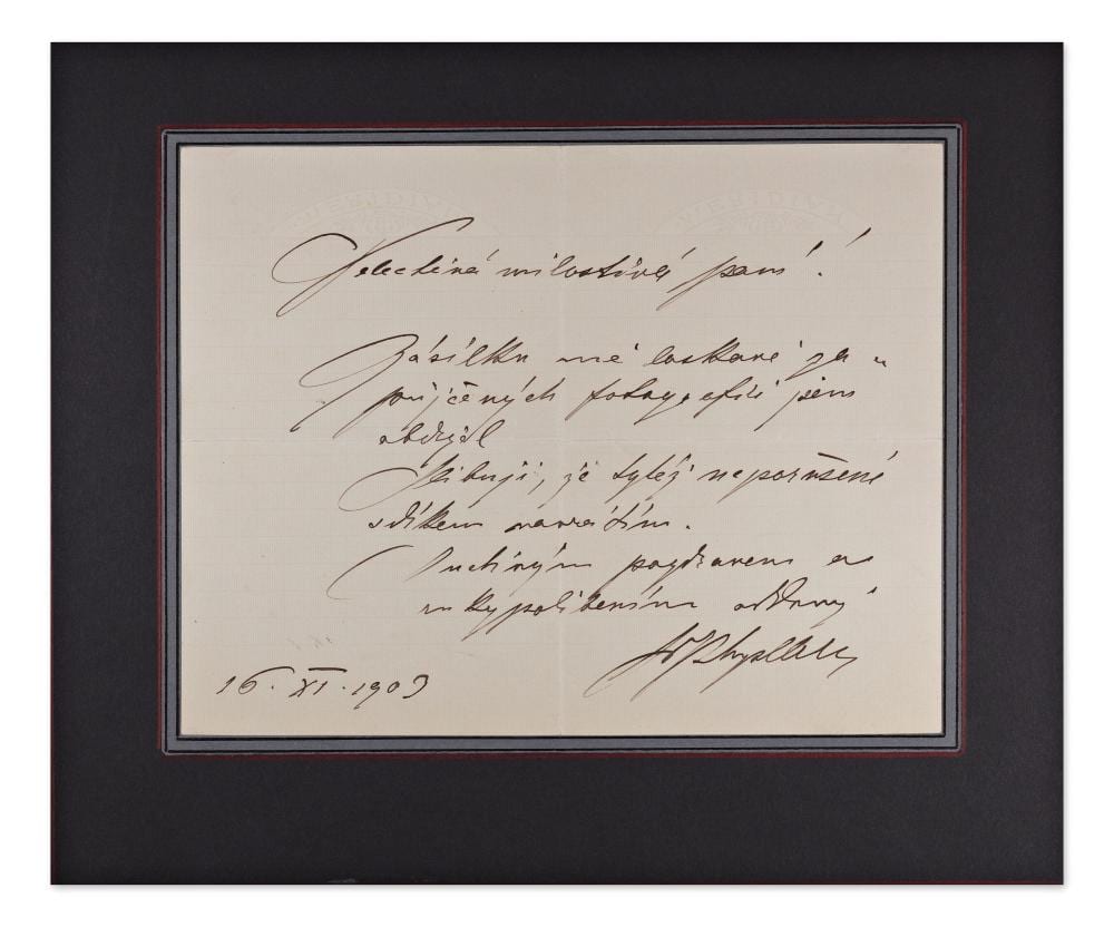 Josef Václav Myslbek comparable auction result: josef v clav myslbek 1848 1887 hand signed letter czech bohemian