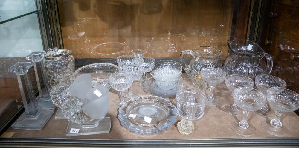 Assorted antique glassware & crystal inc pr nautilus shell vases Webb crystal etc (Estate of Anthony & Ricky Street) sold by Woodlands Auctions, lot 447 — auction record photograph