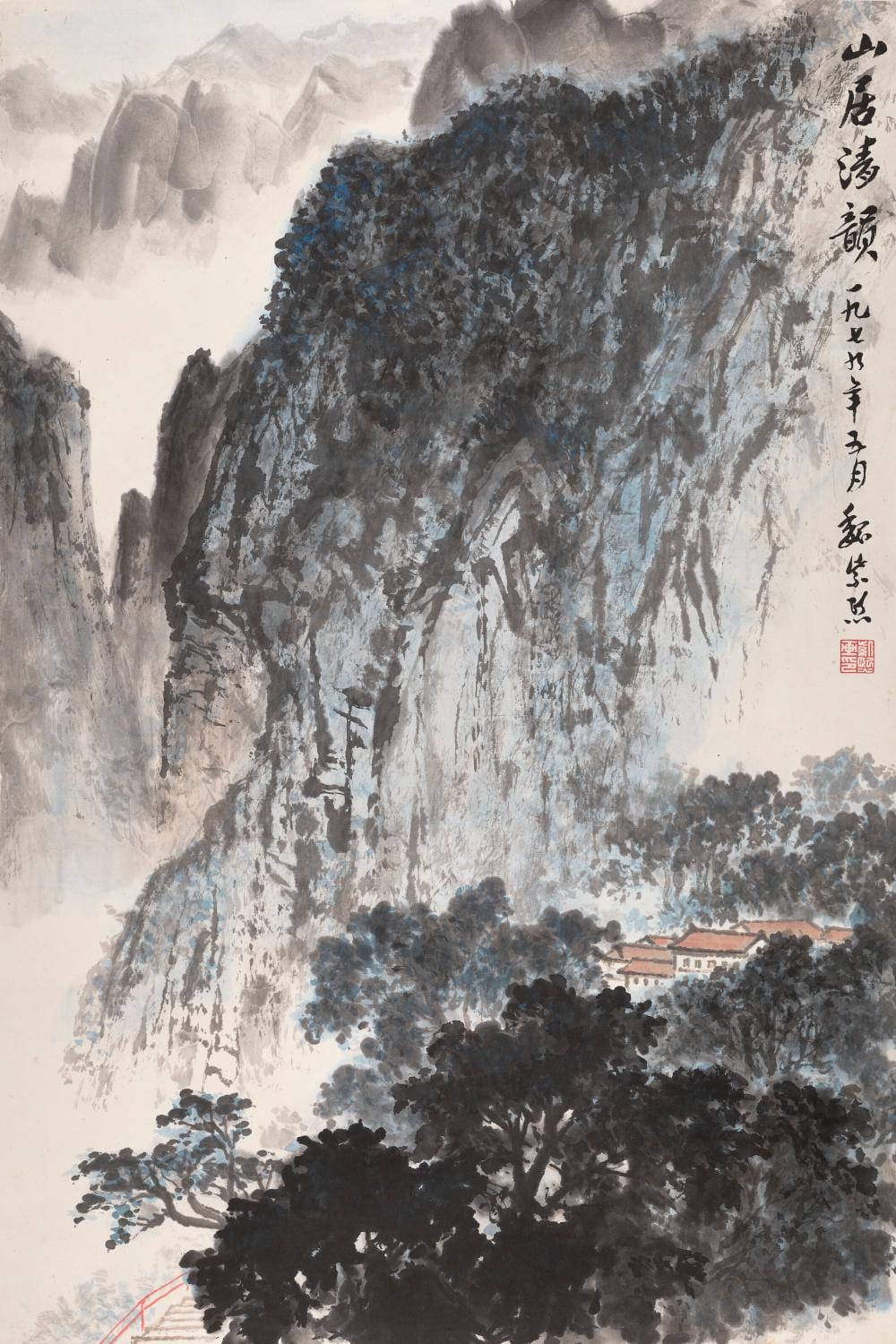 Zixi Wei comparable auction result: wei zixi 1915 2002 dwelling in mountains hanging scroll ink and colour