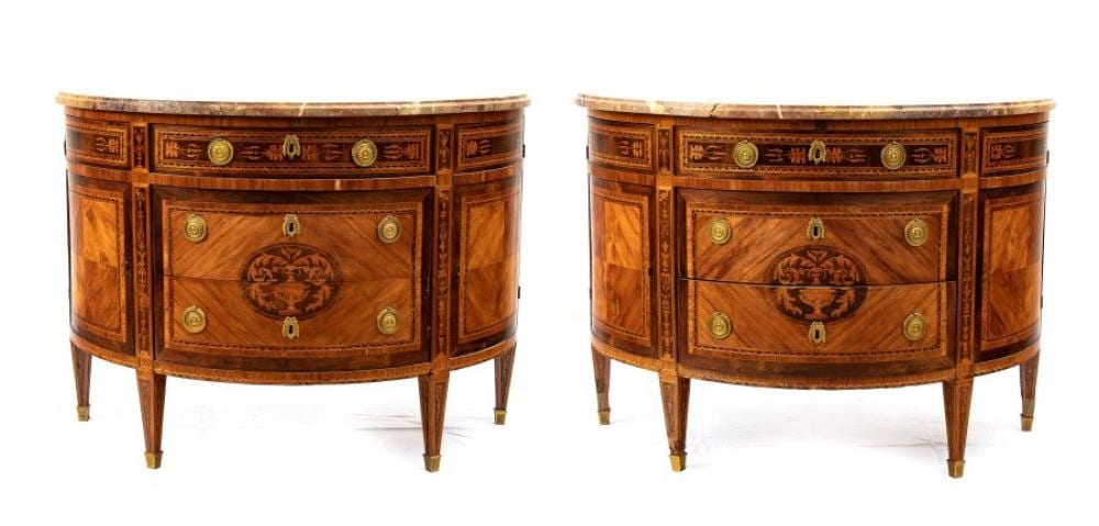 A pair of Italian demilune dressers sold by Bertolami Fine Art s.r.l., lot 2 — auction record photograph