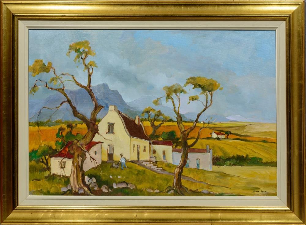Kobus Louw comparable auction result: kobus louw sa born 1933 oil cape homestead with figure signed 60 x 90