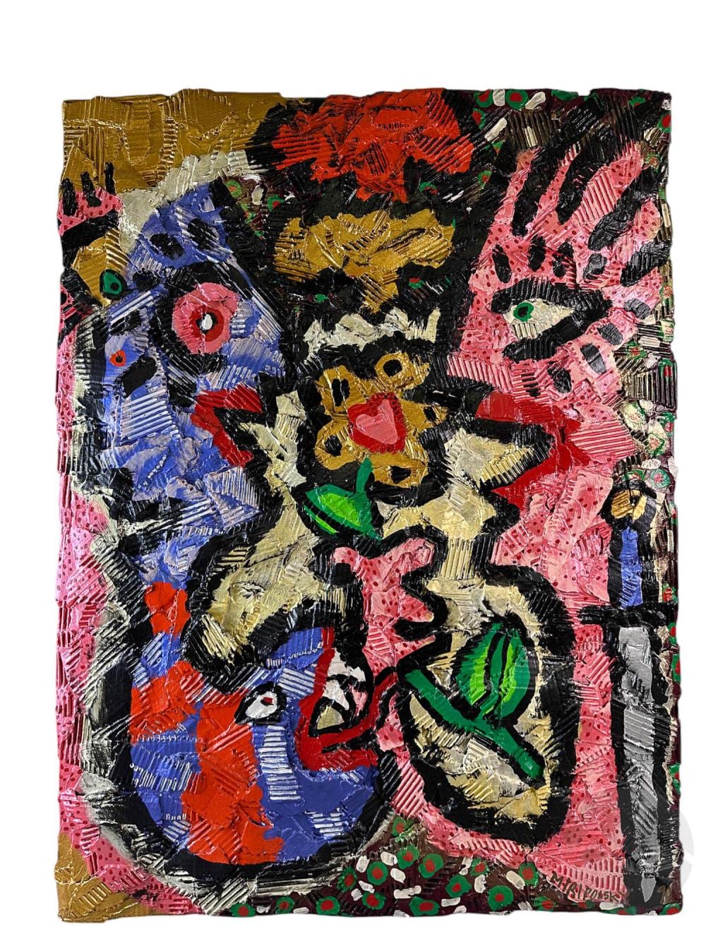 Andre Miripolsky comparable auction result: andre miripolsky b 1951 cardboard scraps painting