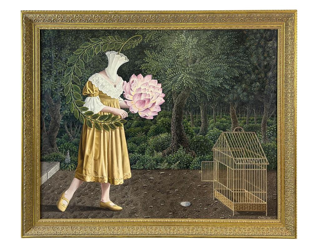 Gervasio Gallardo comparable auction result: gervasio gallardo b 1934 surreal flower painting