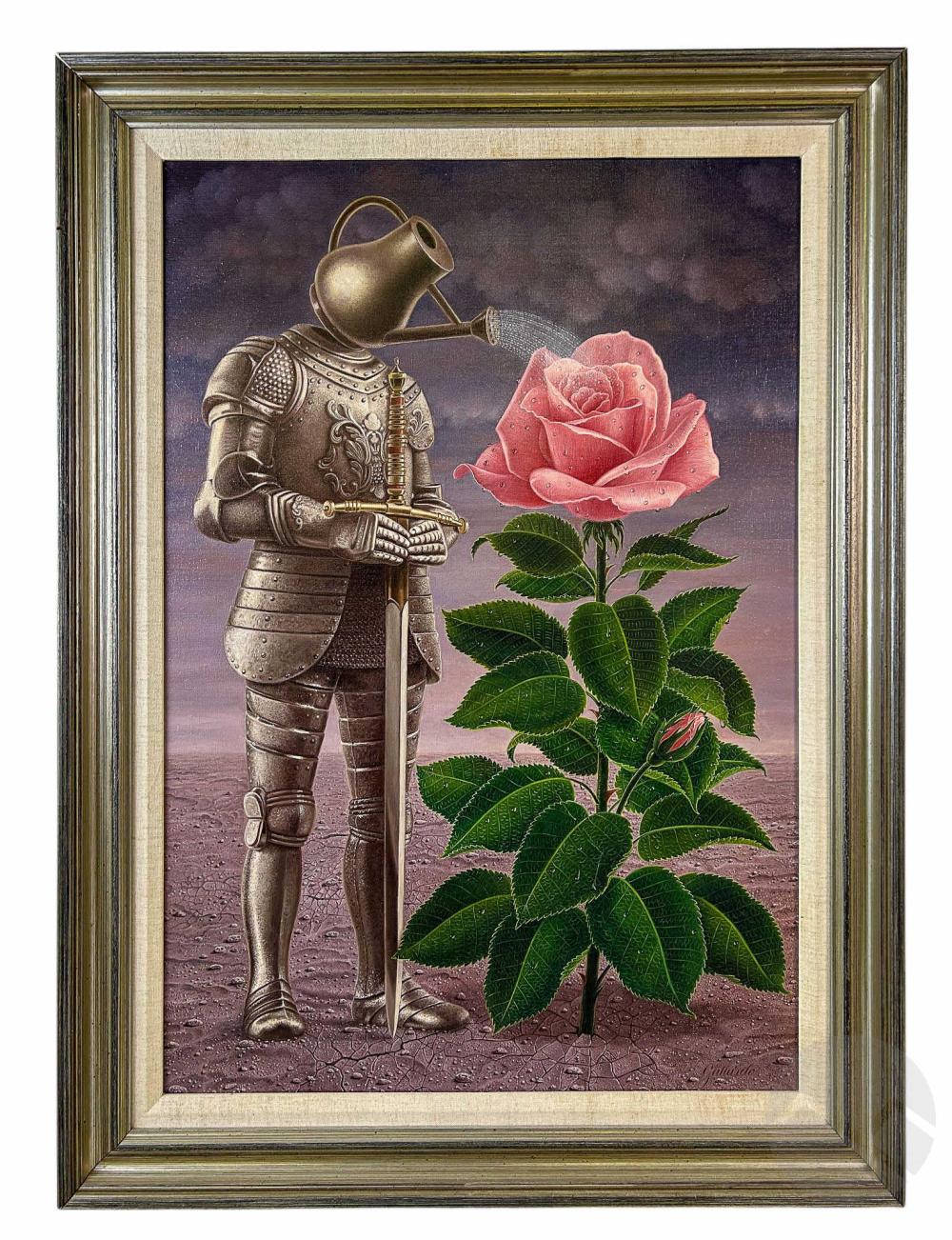 Gervasio Gallardo comparable auction result: gervasio gallardo b 1934 surreal knight painting