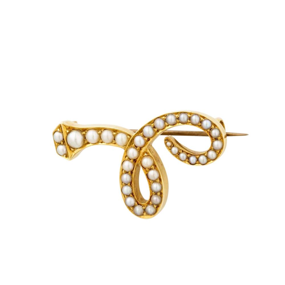 ANTIQUE SEED PEARL BROOCH sold by Leonard Joel, lot 340 — auction record photograph