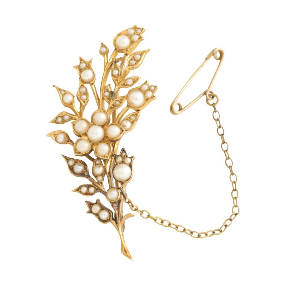 ANTIQUE SEED PEARL BROOCH sold by Leonard Joel, lot 341 — auction record photograph