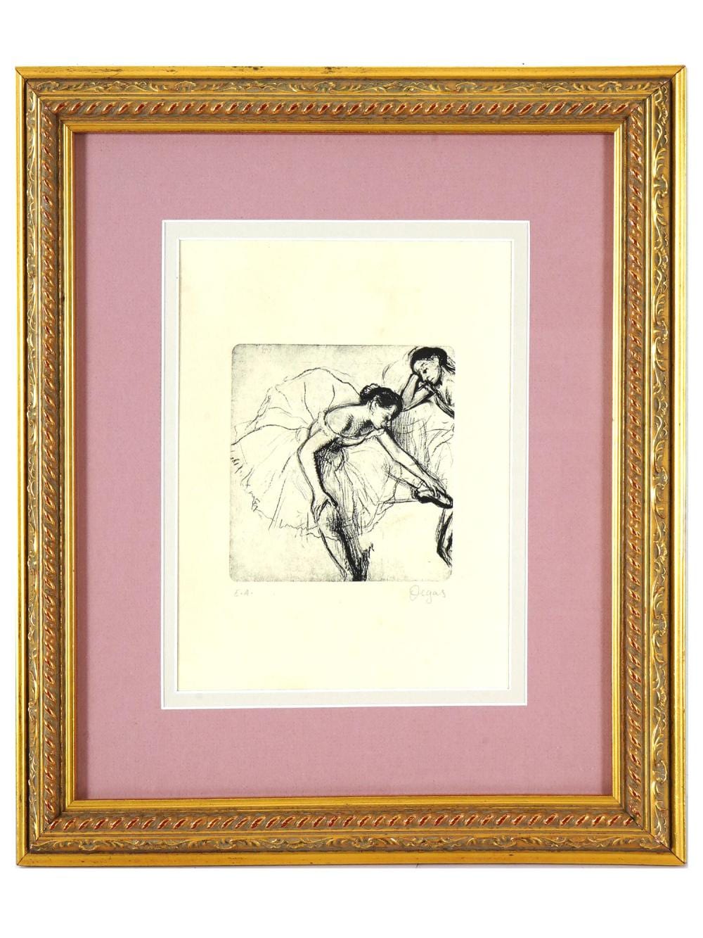 EDGAR DEGAS FRENCH ETCHING TWO BALLERINAS SIGNED sold by Antique Arena Inc, lot 3 — auction record photograph