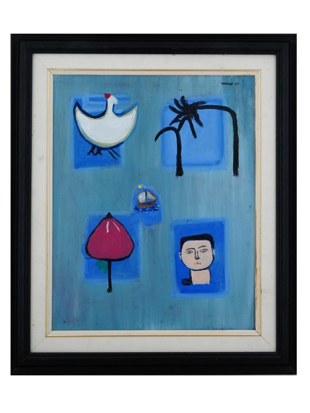 Kim Hwan-gi comparable auction result: vintage oil abstract painting signed kim whanki