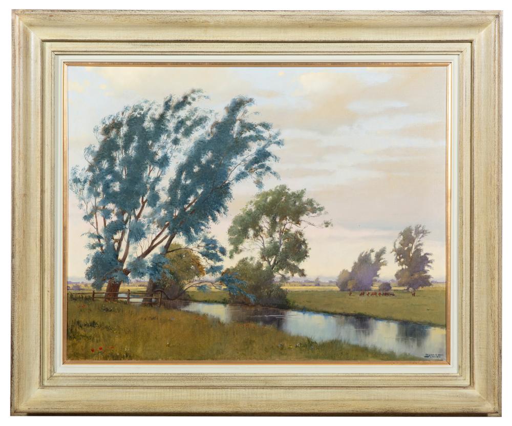 Padraig Lynch comparable auction result: padraig lynch b 1936 cattles by the river bank signed padraig lynch lower right oil on canvas 58 x 75cm