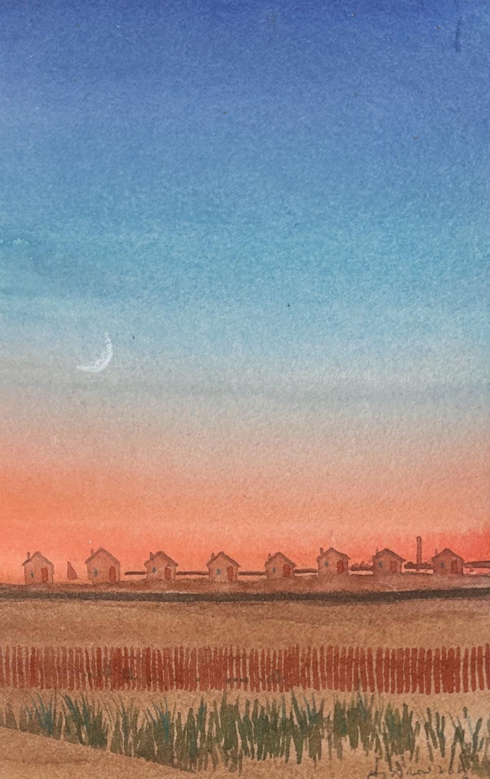 Harvey Dodd comparable auction result: harvey dodd 1933 2011 day s cottages watercolor 10 1 4 x 6 1 2 sight 17 x 13 framed