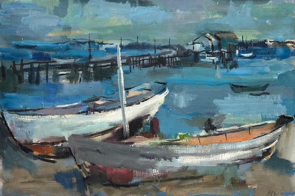 Bruce McKain comparable auction result: bruce mckain 1900 1990 provincetown harbor oil on canvas 18 x 25 1 2 25 1 2 x 33 1 2 framed