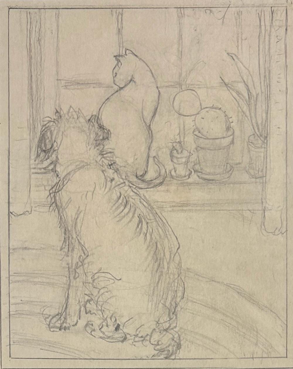Eliza Draper Gardiner comparable auction result: eliza draper gardiner 1871 1955 ginny and lucky c 1914 pencil 7 1 2 x 6 1 4 image 16 1 2 x 12 3 4 framed