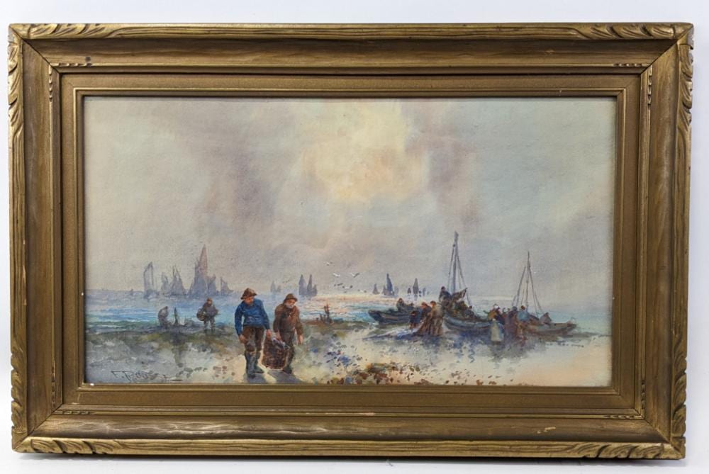 Frank Rousse comparable auction result: frank rousse fishermen watercolor on paper