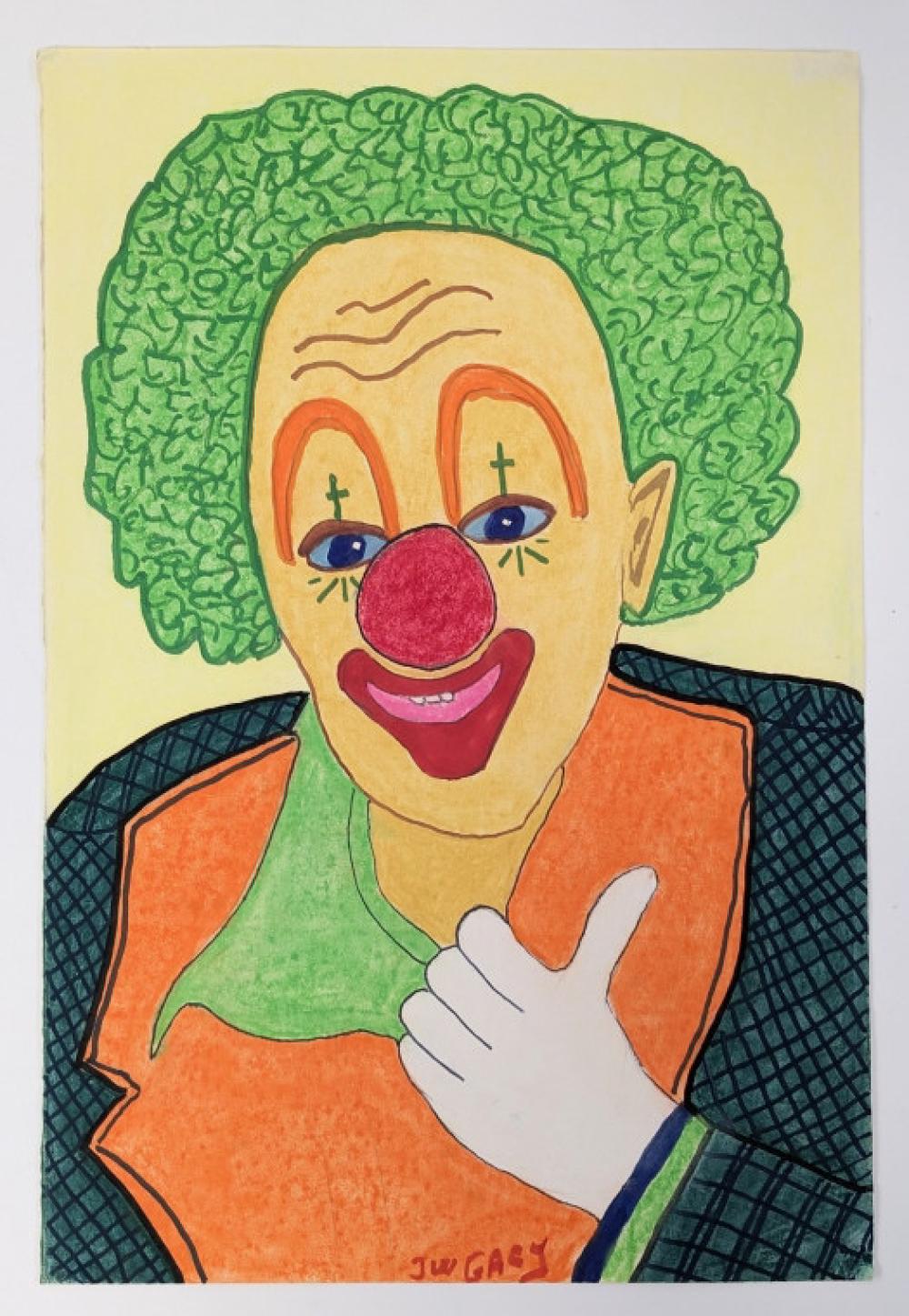 John Wayne Gacy comparable auction result: john wayne gacy clown watercolor marker