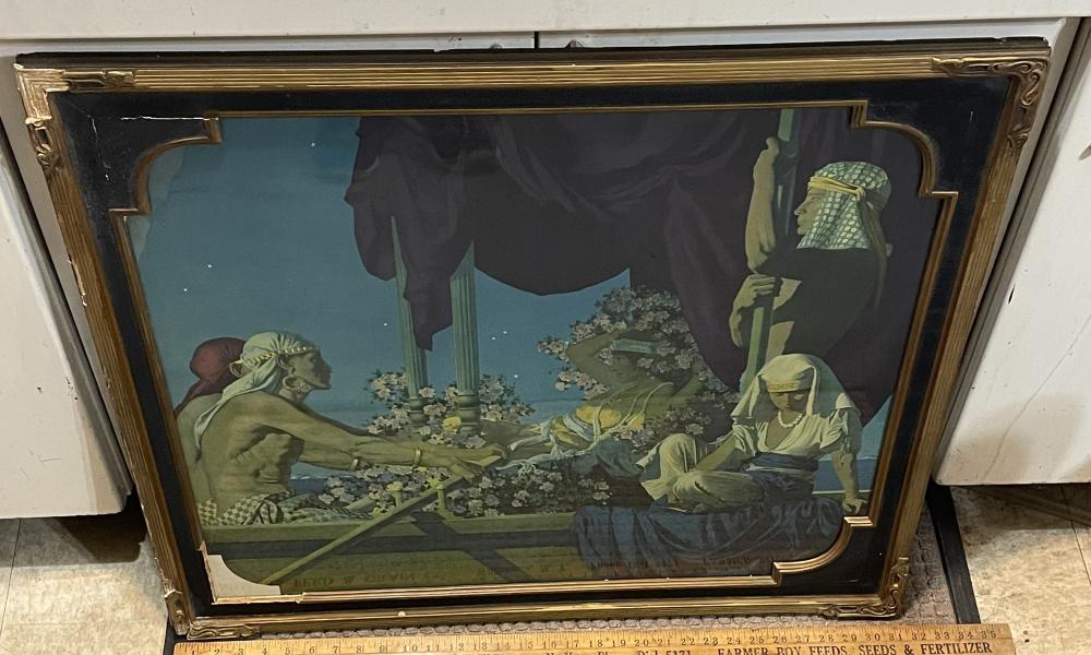 Antique 1917 Original Maxfield Parrish "Cleopatra" Lithograph Print in Original Art Deco Frame sold by One Source Auctions, lot 164 — auction record photograph