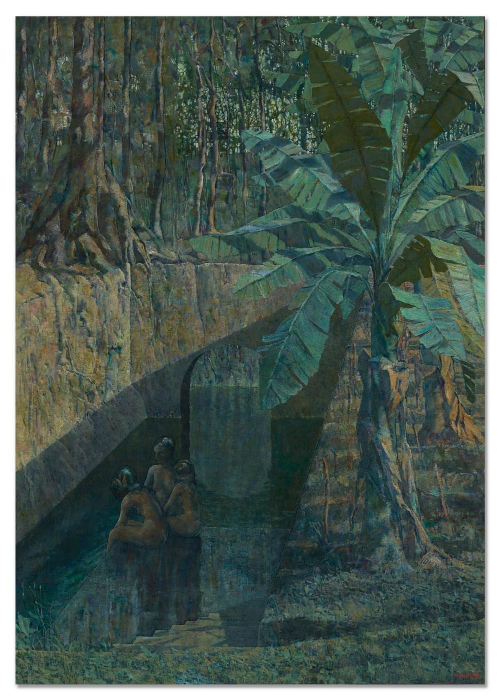 Armando Morales comparable auction result: armando morales 1927 2011 trois baigneuses dans la for t oil and beeswa