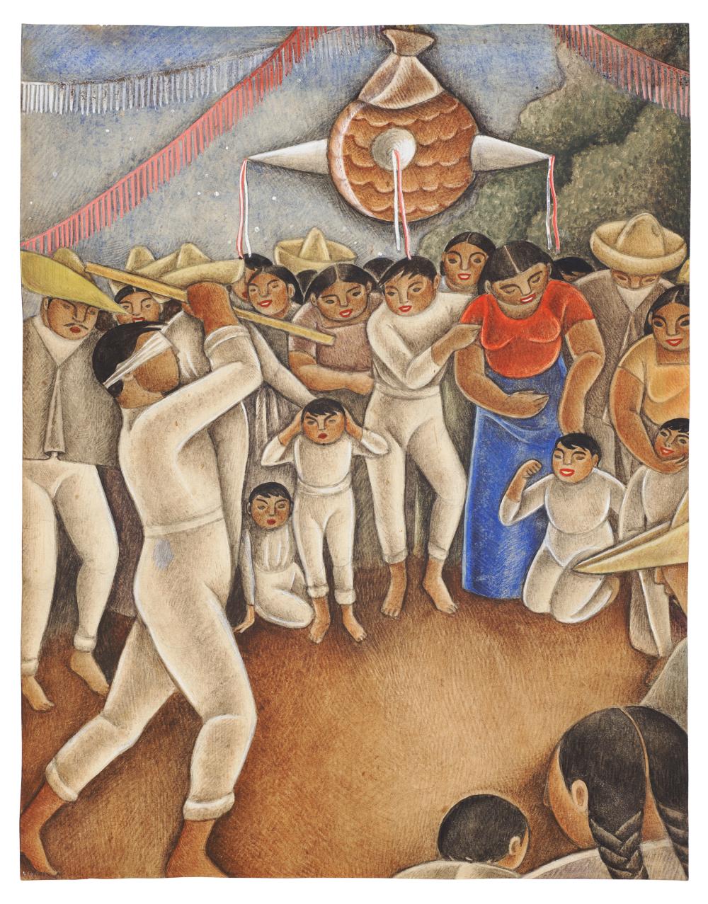 Emilio Baz Viaud comparable auction result: emilio baz viaud 1918 1991 una posada tempera and watercolor on paper11