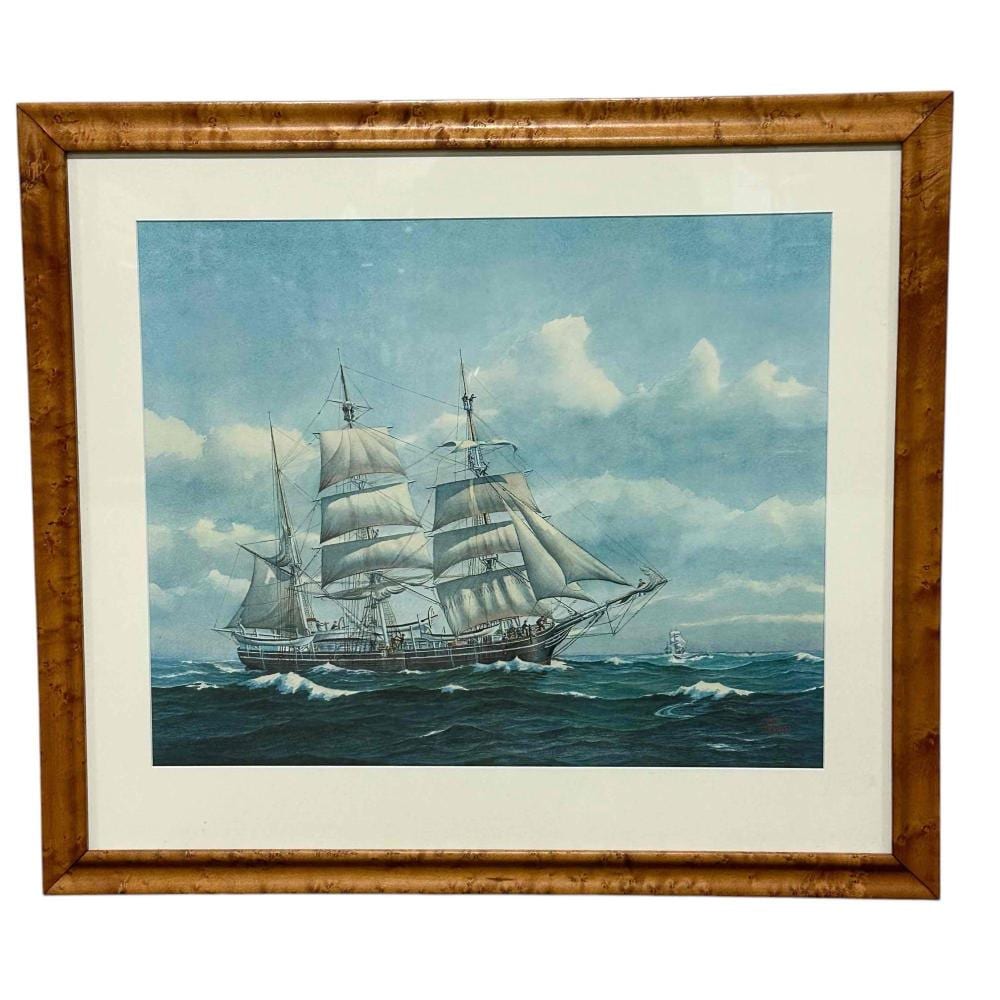 John Faunce Leavitt comparable auction result: john faunce leavitt massachusetts connecticut framed schooner litho