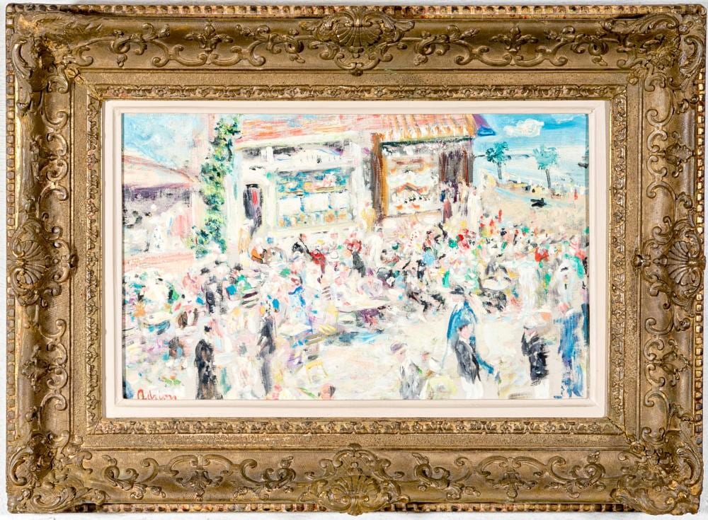 Lucien Adrion comparable auction result: lucien adrion french 1889 1953 oil on canvas figures dining by the coast