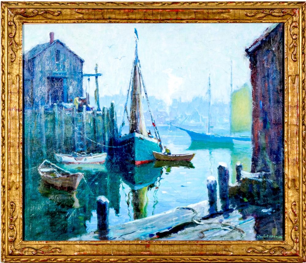 Junius Allen comparable auction result: junius allen american 1898 1962 oil on canvas boats at the dock