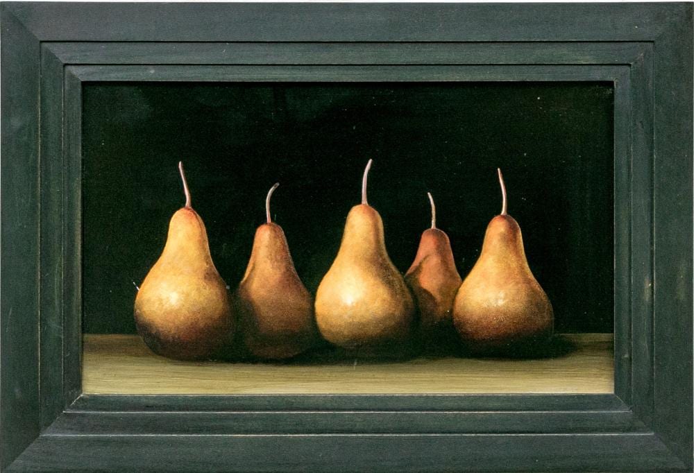 Michael Gregory comparable auction result: michael gregory american b 1955 five pears oil on panel circa 1995