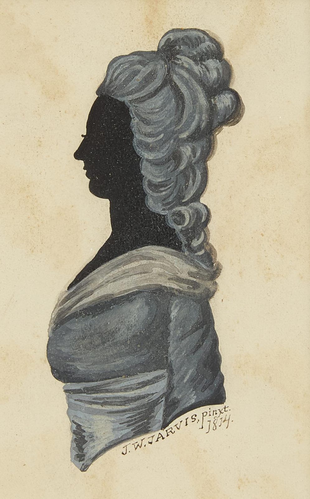 john wesley jarvis 1781 1839 profile silhouette portrait of a lady · New England Auctions · 2025-03-05 John Wesley Jarvis comparable auction result: john wesley jarvis 1781 1839 profile silhouette portrait of a lady