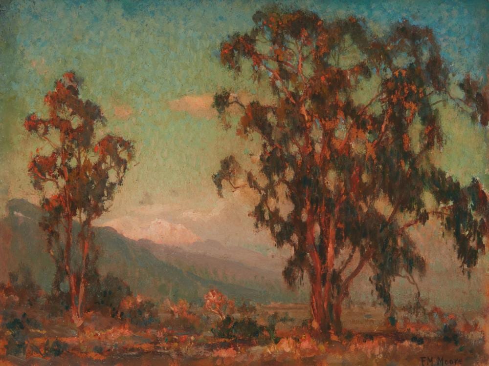 Frank Montague Moore comparable auction result: frank montague moore 1877 1967 eucalyptus landscape at dusk