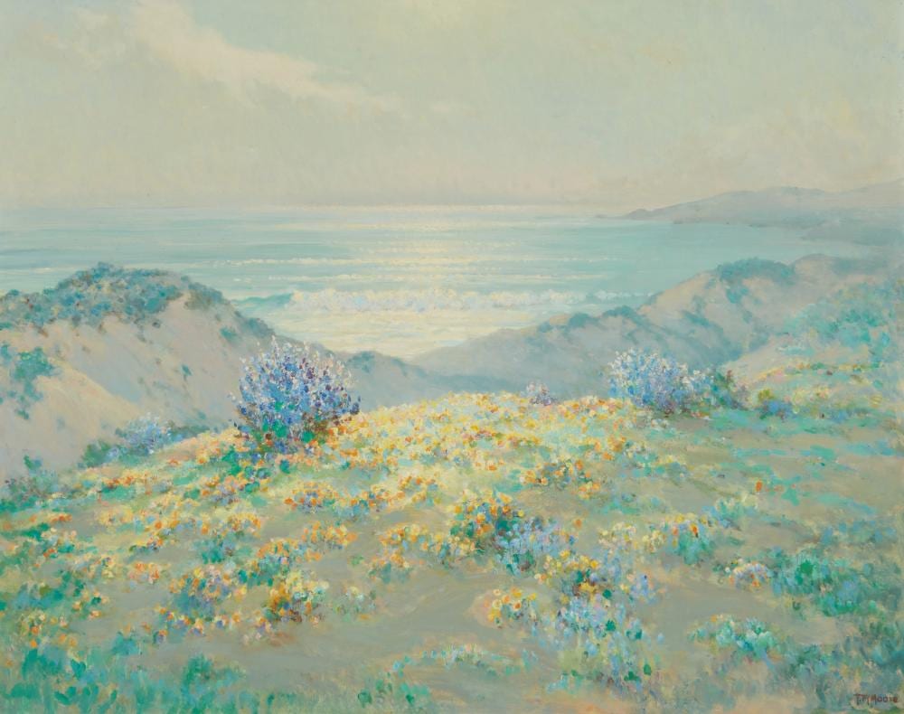 Frank Montague Moore comparable auction result: frank montague moore 1877 1967 blooming wildflowers in a coastal scene