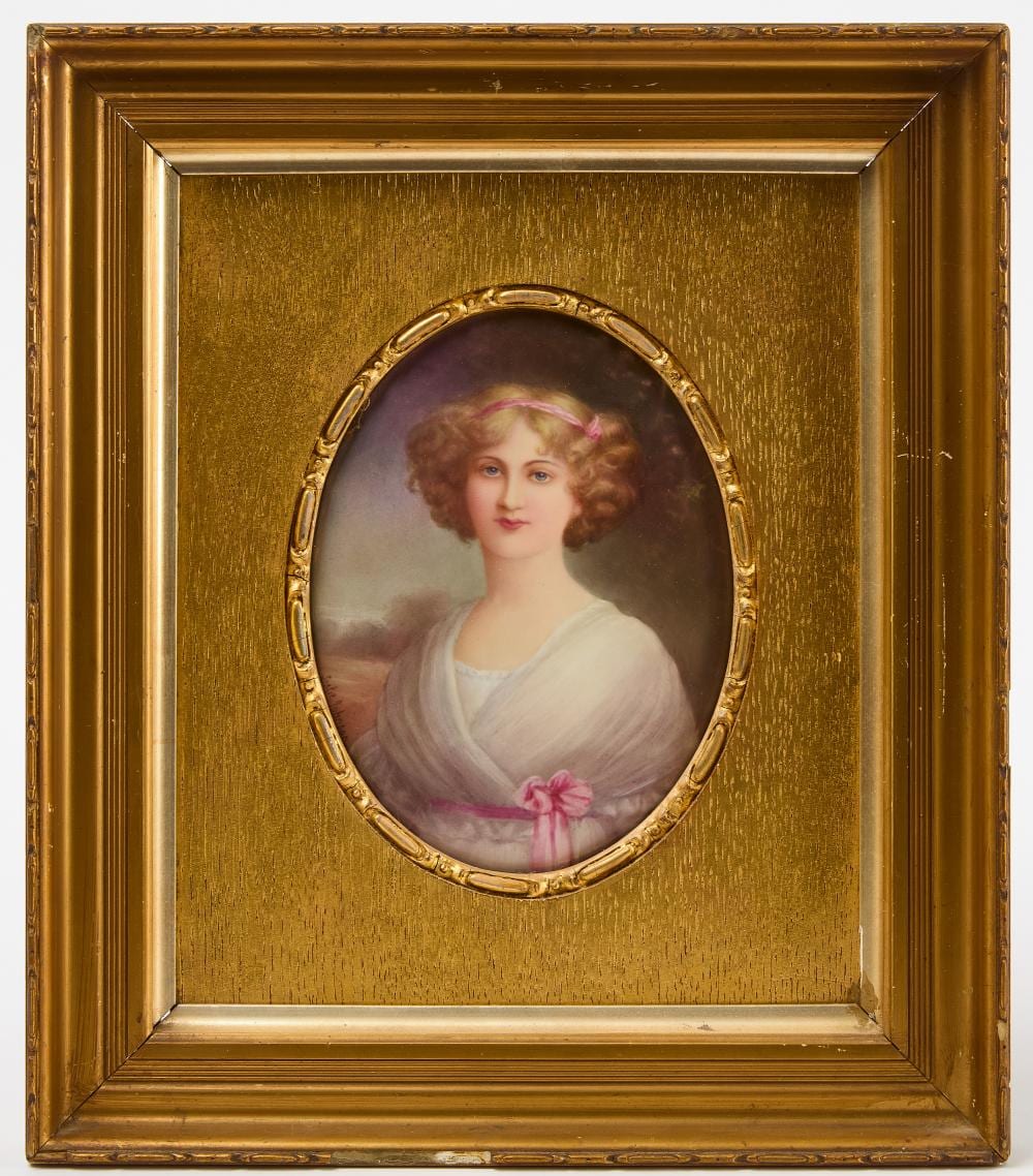 Leslie Johnson comparable auction result: portrait painting porcelain by leslie johnson